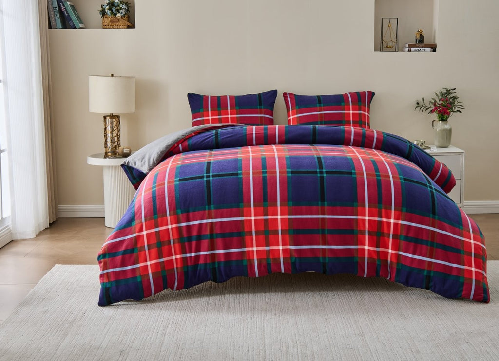 Ferdi Tartan Check Multi Soft Touch Printed Duvet Cover Set