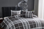 Ferdi Tartan Check Charcoal Soft Touch Printed Duvet Cover Set