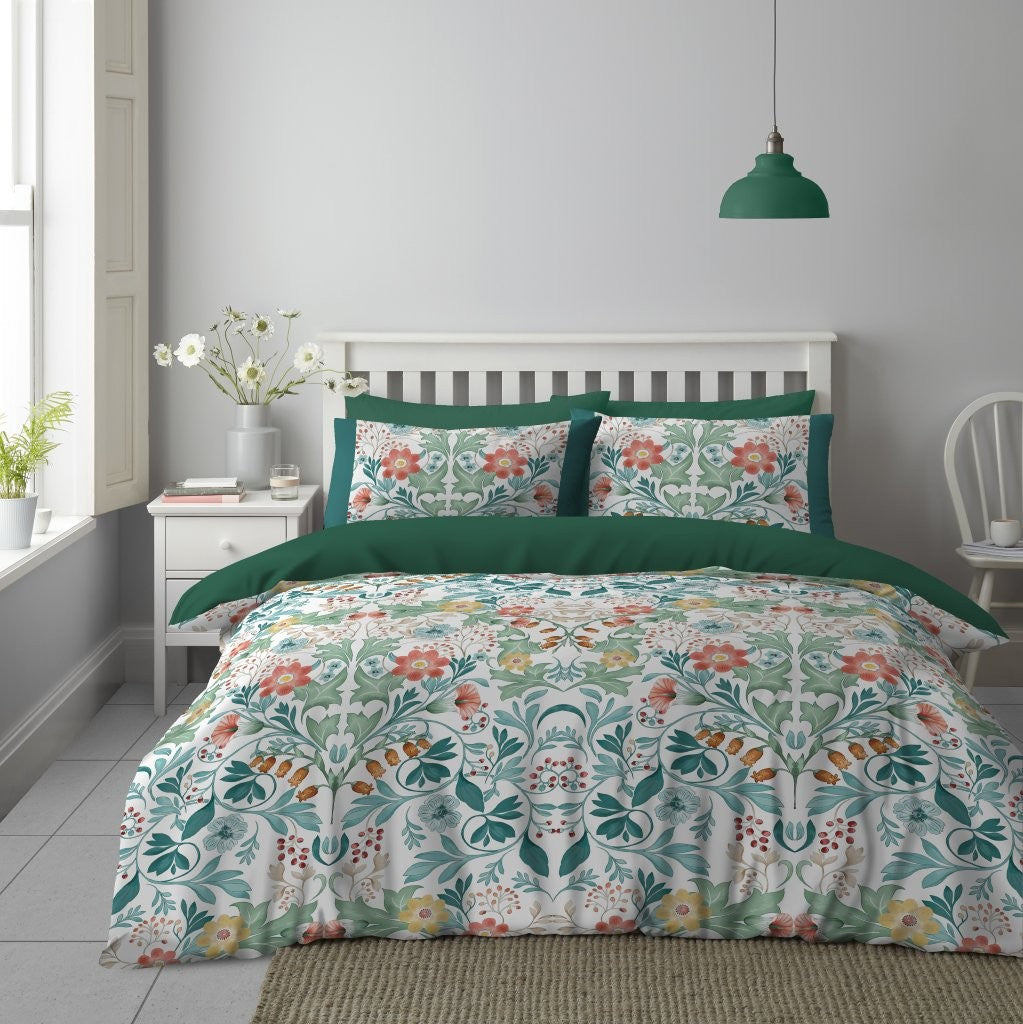 Flossy Floral Damask Printed Duvet Cover Set