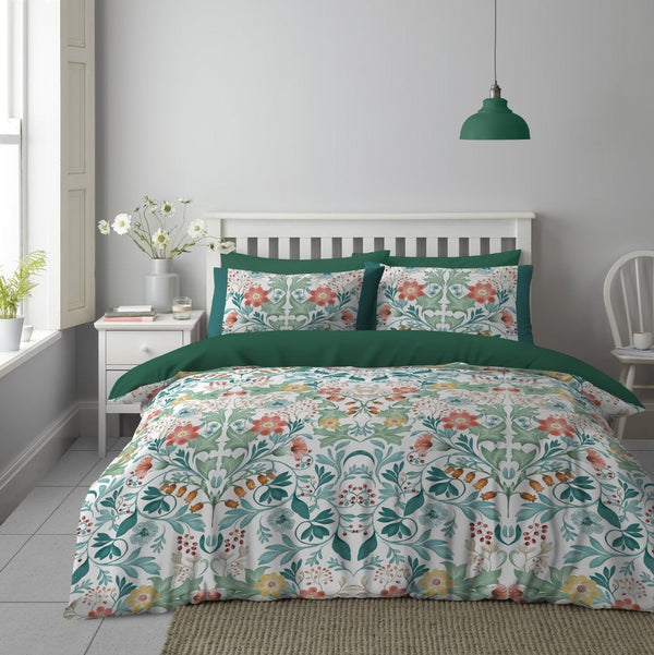 Flossy Floral Damask Printed Duvet Cover Set