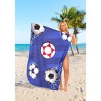 Football Blue Sand Free Beach Towel | 180CM × 100CM