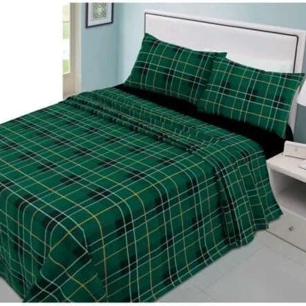 flannelette tartan sheet set green