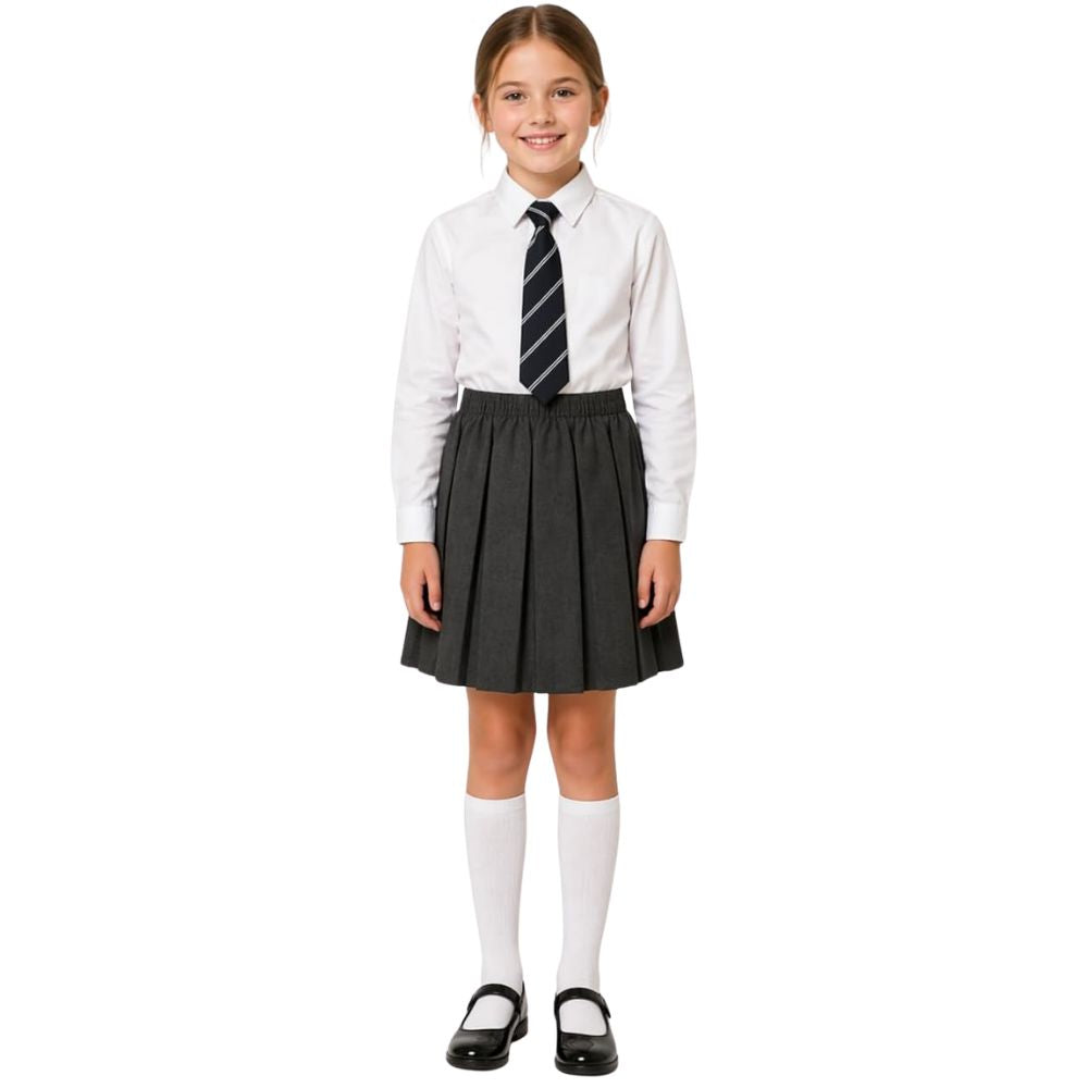 Pack of 2 Girls Plain Pull-On Box Pleated Skirts | 7 Colours