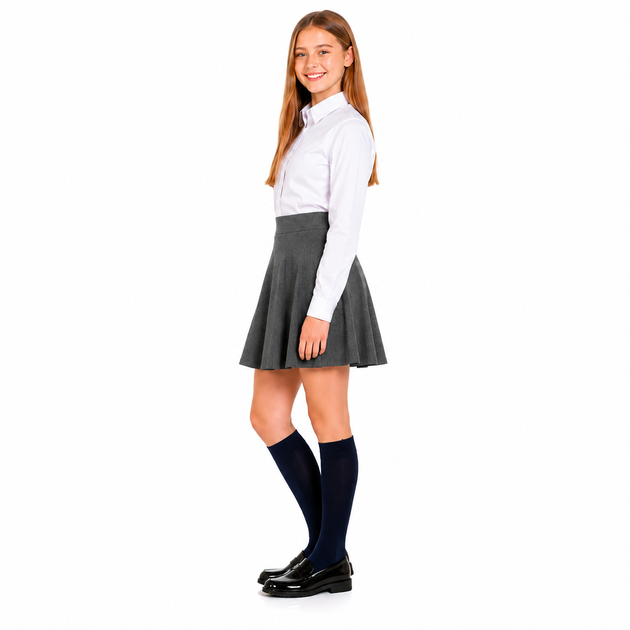 Pack of 2 Girls Plain Pull-On Skater School Skirts | 3 Colours