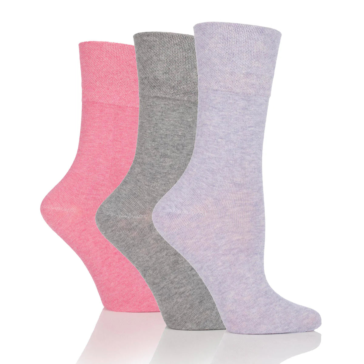 Women Grey/Lavender/Rose Gentle Grip Cotton Rich Socks