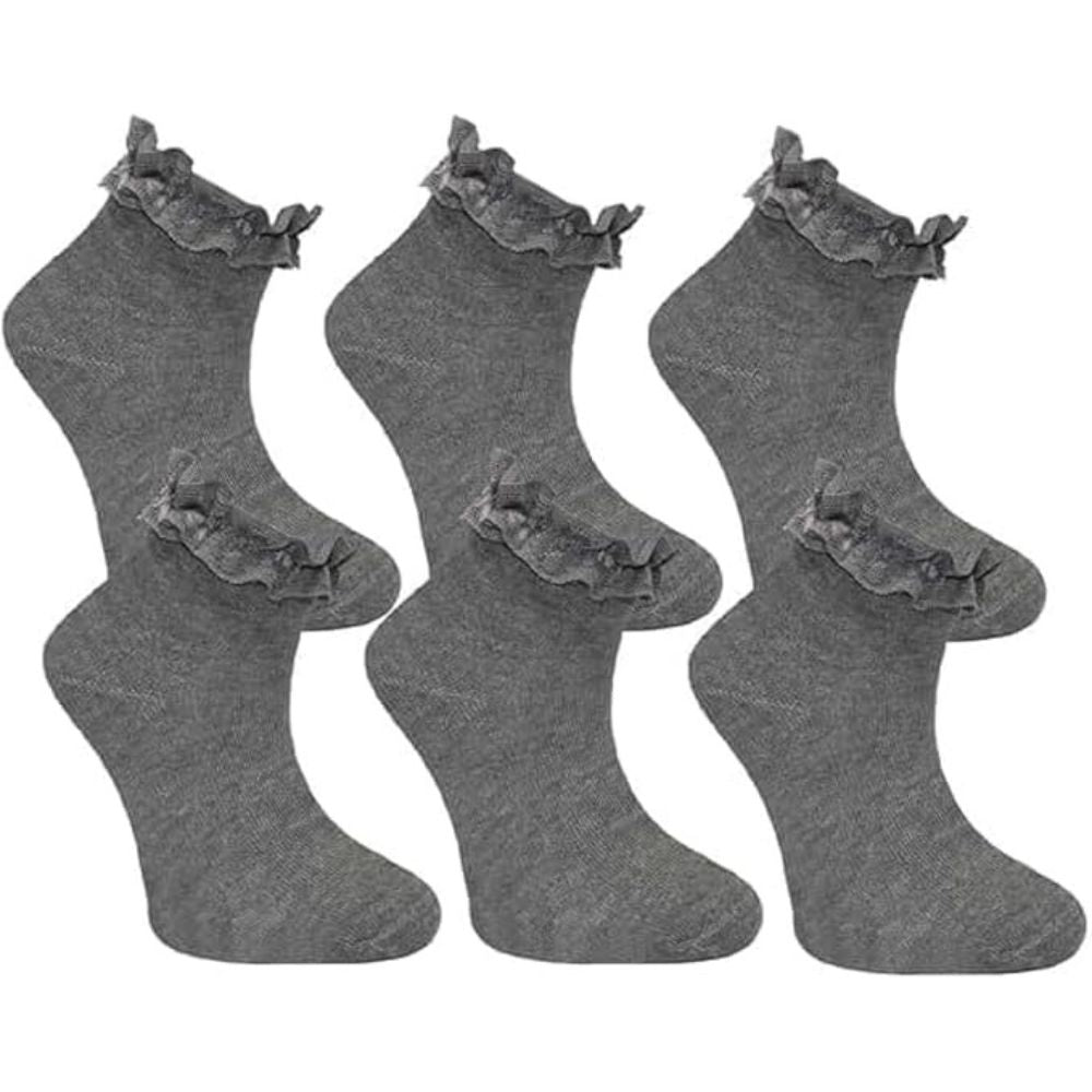 Girls Ruffled Trim Frilly Lace Socks | 4 Colours