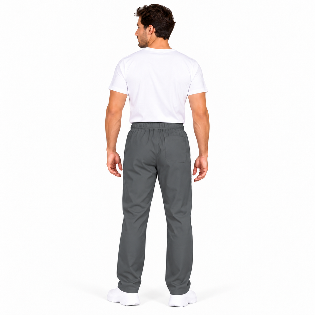 Grey Men's Medical Scrub Trousers detail