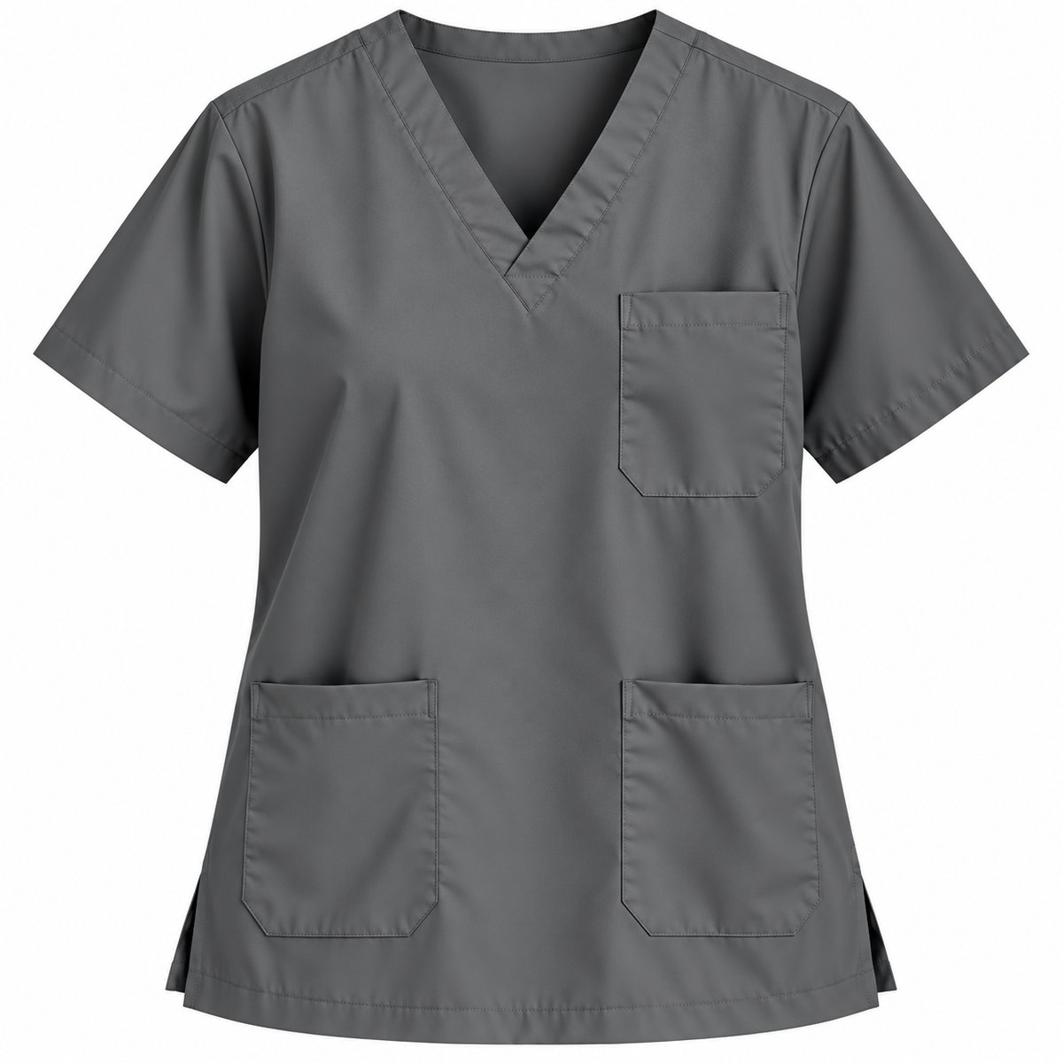 Grey men's V-neck medical scrub top