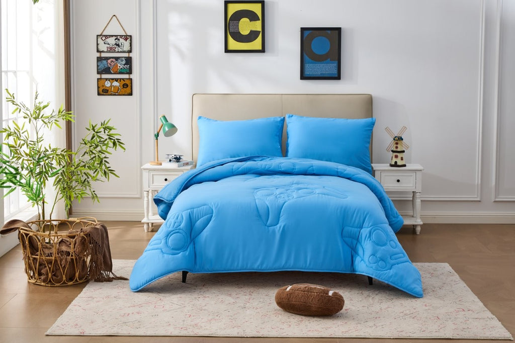 Kids Gamer Blue Coverless TOG 10.5 Quilt & Pillow Set