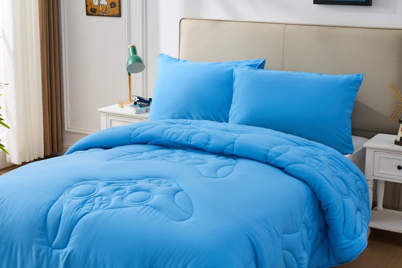 Kids Gamer Blue Coverless TOG 10.5 Quilt & Pillow Set