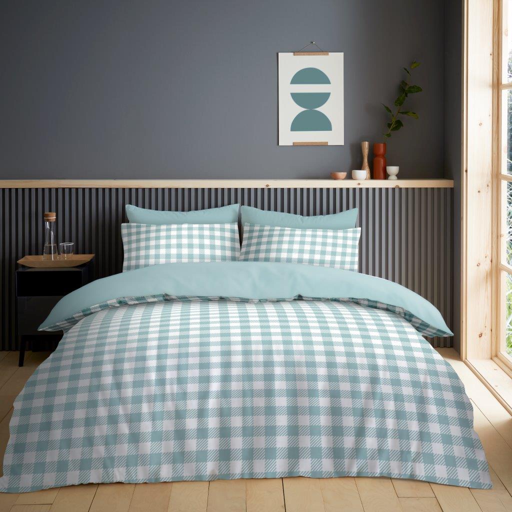 Gringham Check Printed Duvet Cover Set