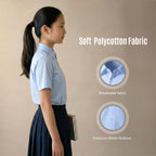 Girls Blue School Blouse Short Sleeve
