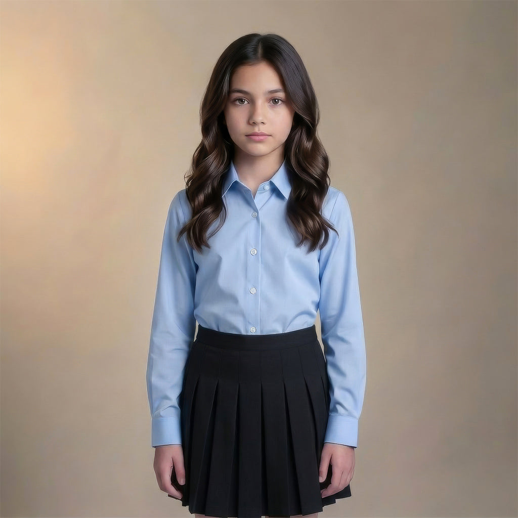 Girls Blue School Blouse Long Sleeve