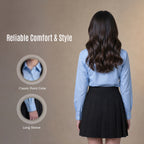 Girls Blue School Blouse Long Sleeve