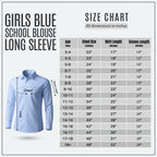 Girls Blue School Blouse Long Sleeve