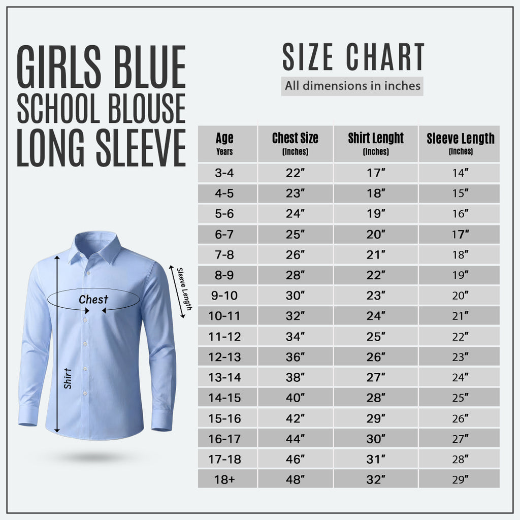 Pack of 2 Girls Blue School Blouse Long Sleeve