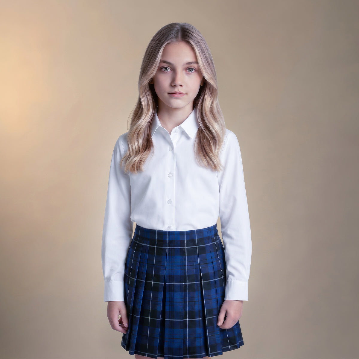 Girls White School Blouse Long Sleeve