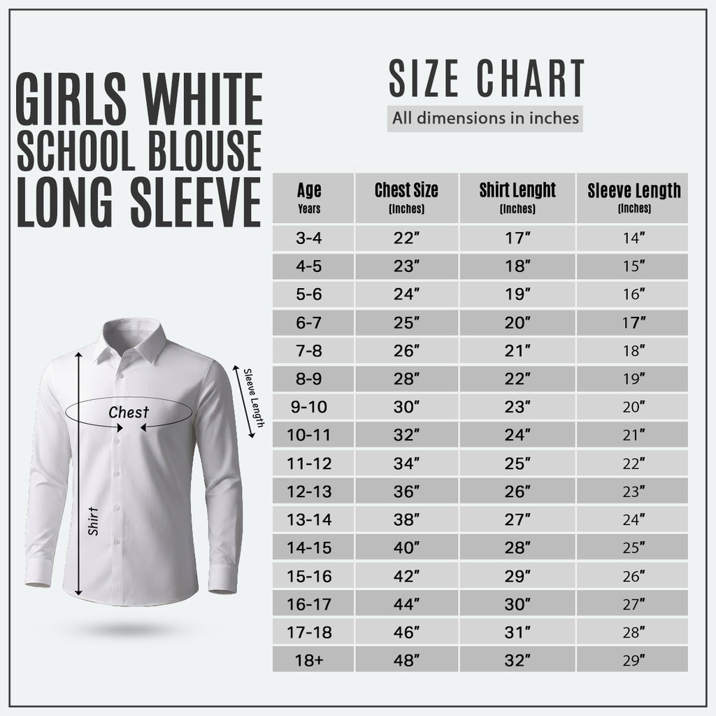 Pack of 2 Girls White School Blouse Long Sleeve