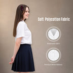 Girls White School Blouse Short Sleeve Open Neck