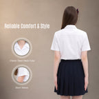 Girls White School Blouse Short Sleeve Open Neck