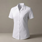 Girls White School Blouse Short Sleeve Open Neck