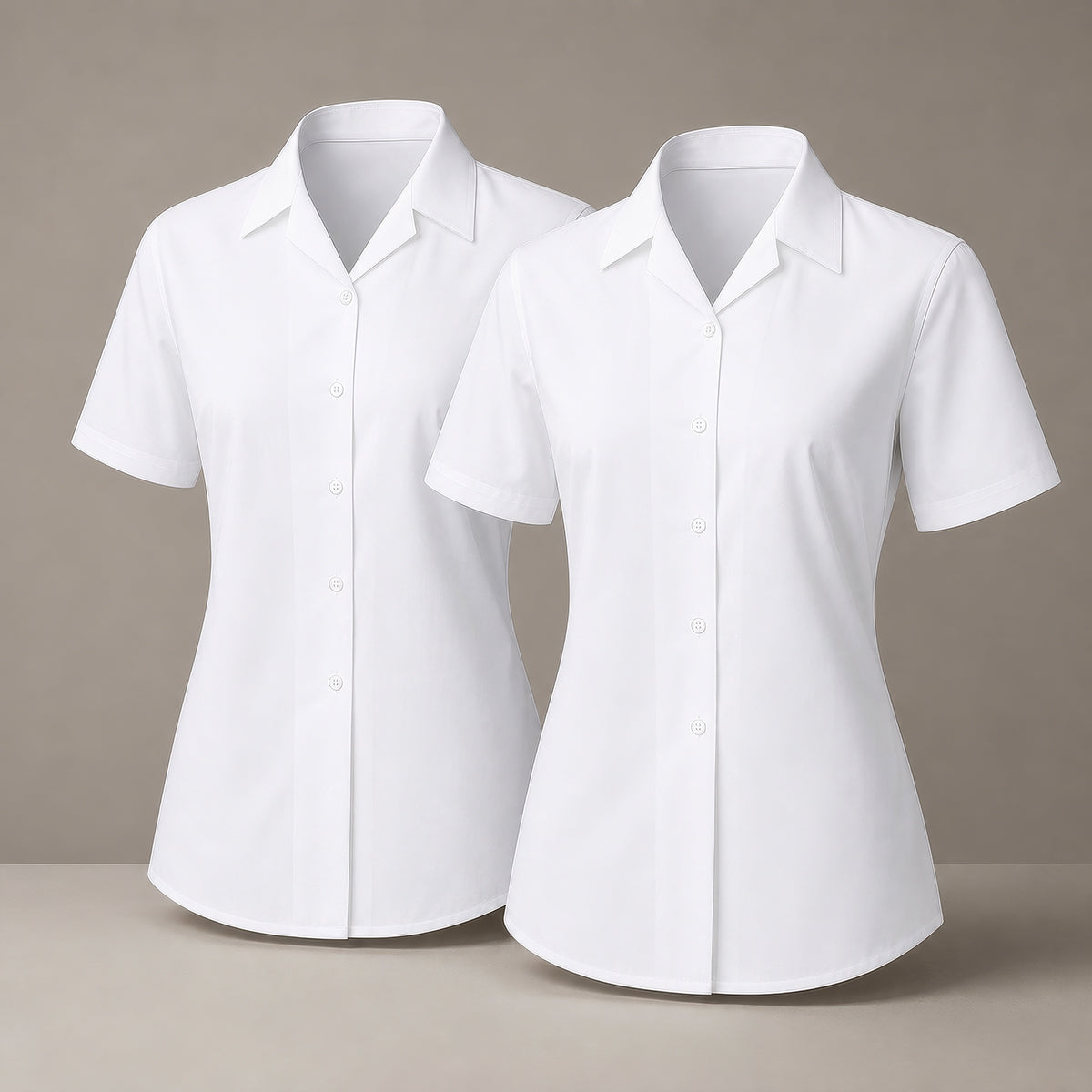 Pack of 2 Girls White School Blouse Short Sleeve Open Neck