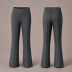 Pack of 2 Grey Bootleg Pull-On School Trousers – Stretch Ribbed Fabric, Elasticated Waist