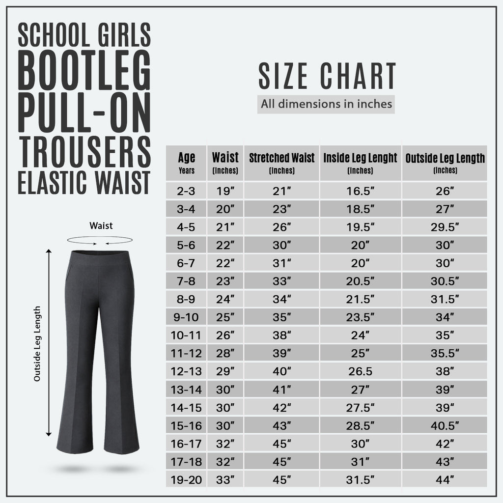 Pack of 2 Grey Bootleg Pull-On School Trousers – Stretch Ribbed Fabric, Elasticated Waist