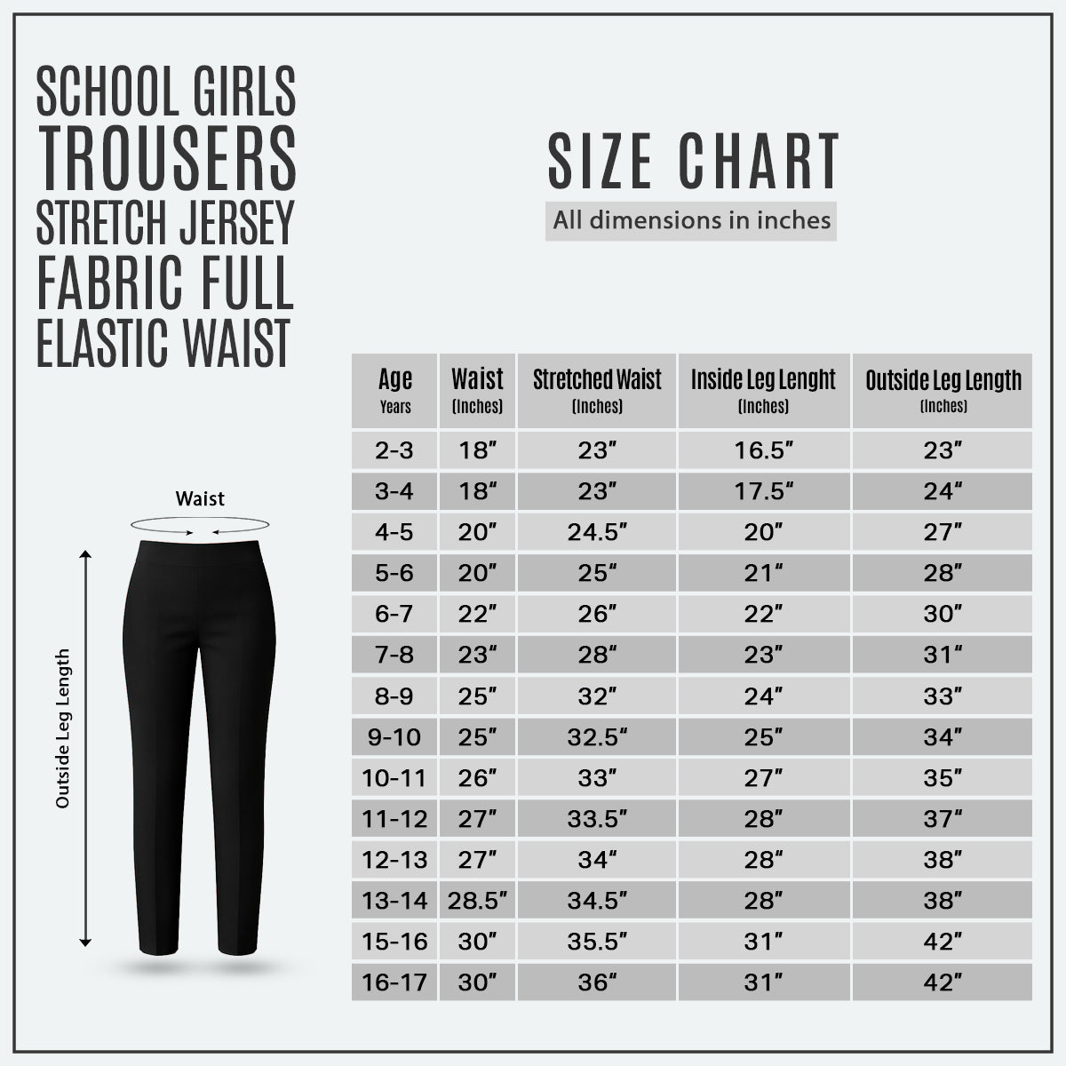 Pack of 2 Black Jersey Pull-On School Trousers – Full Elasticated Waist