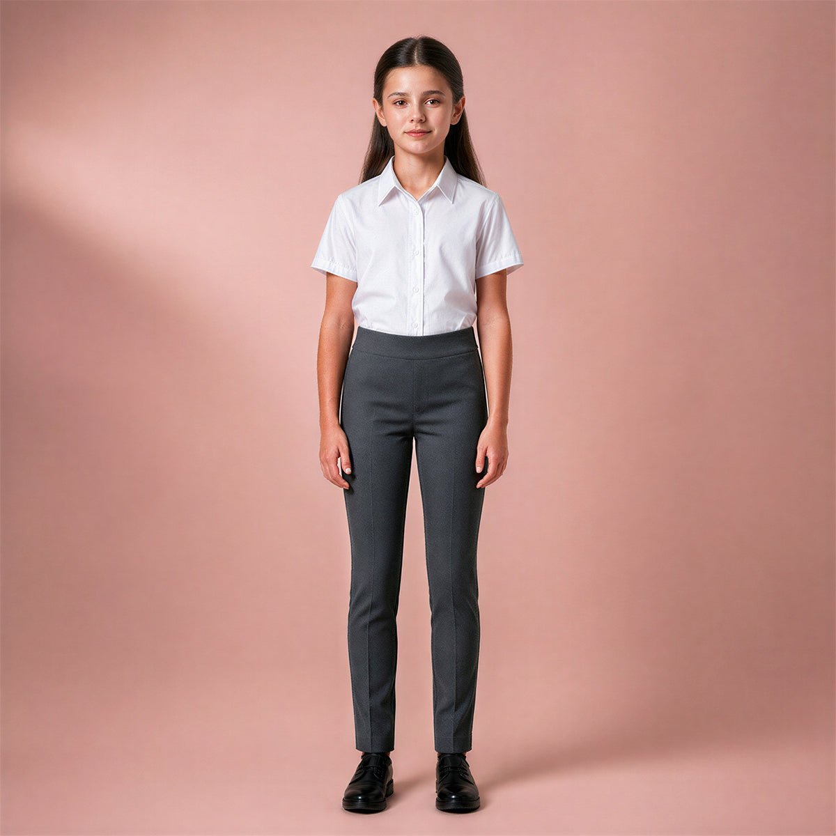 Pack of 2 Grey Jersey Pull-On School Trousers – Full Elasticated Waist