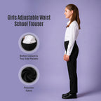 Pack of 2 Black School Uniform Trousers – Adjustable Waist, Regular Fit