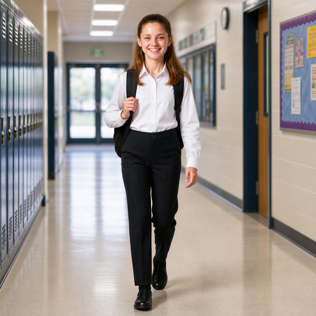 Black School Uniform Trousers – Adjustable Waist, Regular Fit
