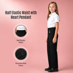 Black Pull-On School Trousers – Half Elasticated Waist with Heart Pendant