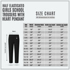 Black Pull-On School Trousers – Half Elasticated Waist with Heart Pendant