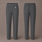 Pack of 2 Grey Pull-On School Trousers – Half Elasticated Waist with Heart Pendant