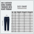 Navy Pull-On School Trousers – Half Elasticated Waist with Heart Pendant