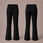 Pack of 2 Black Bootleg Pull-On School Trousers – Stretch Ribbed Fabric, Elasticated Waist