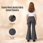 Grey Pull-On Jersey Bootleg School Trouser – Flared Leg with Heart Pendant