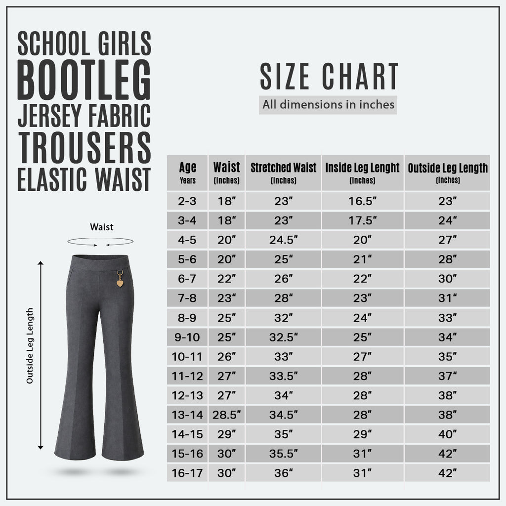 Pack of 2 Grey Pull-On Jersey Bootleg School Trousers – Flared Leg with Heart Pendant