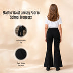 Pack of 2 Black Pull-On Jersey Bootleg School Trousers – Flared Leg with Heart Pendant