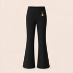 Black Pull-On Jersey Bootleg School Trouser – Flared Leg with Heart Pendant