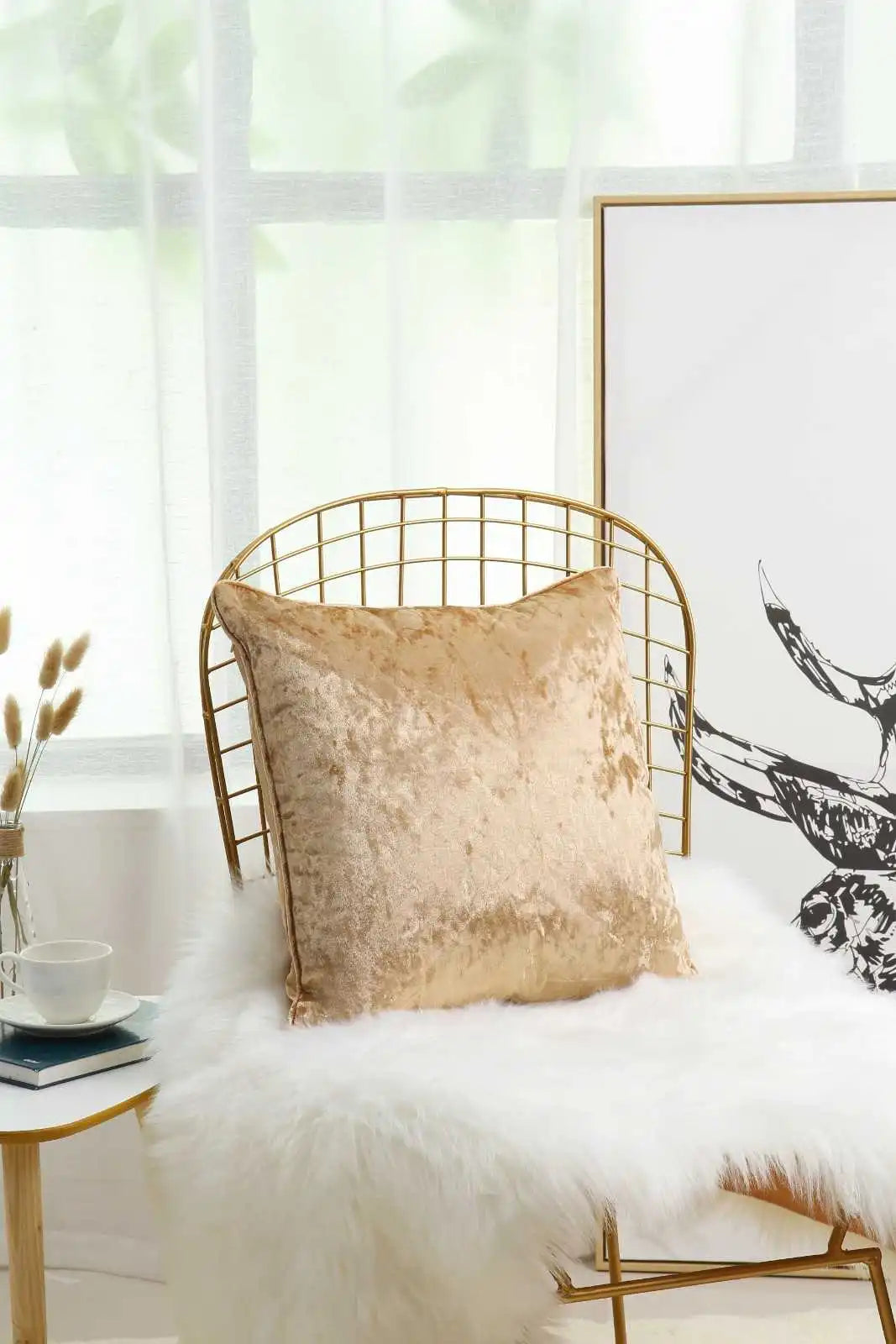gold Crushed velvet cushion covers