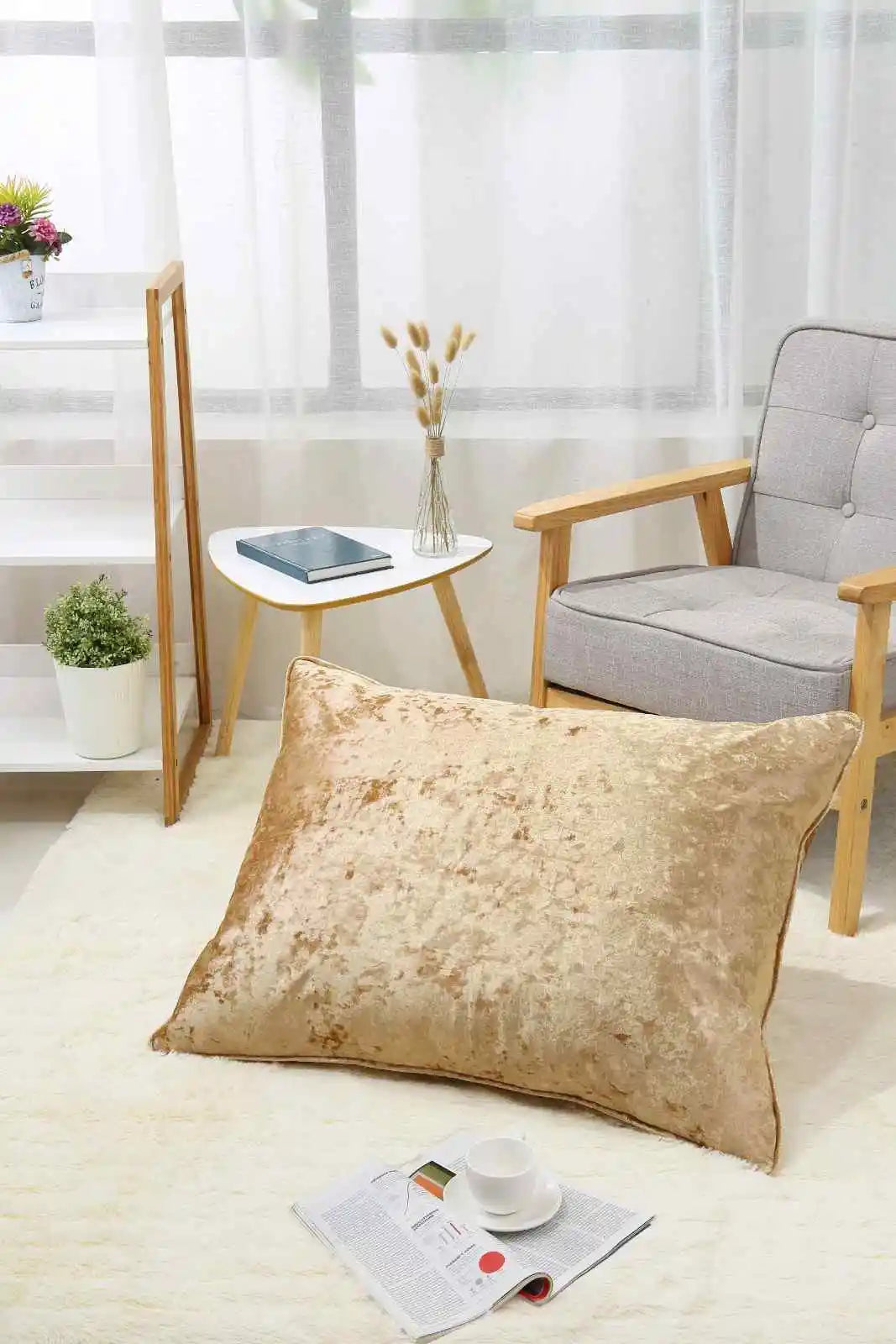 gold Crushed velvet cushion covers