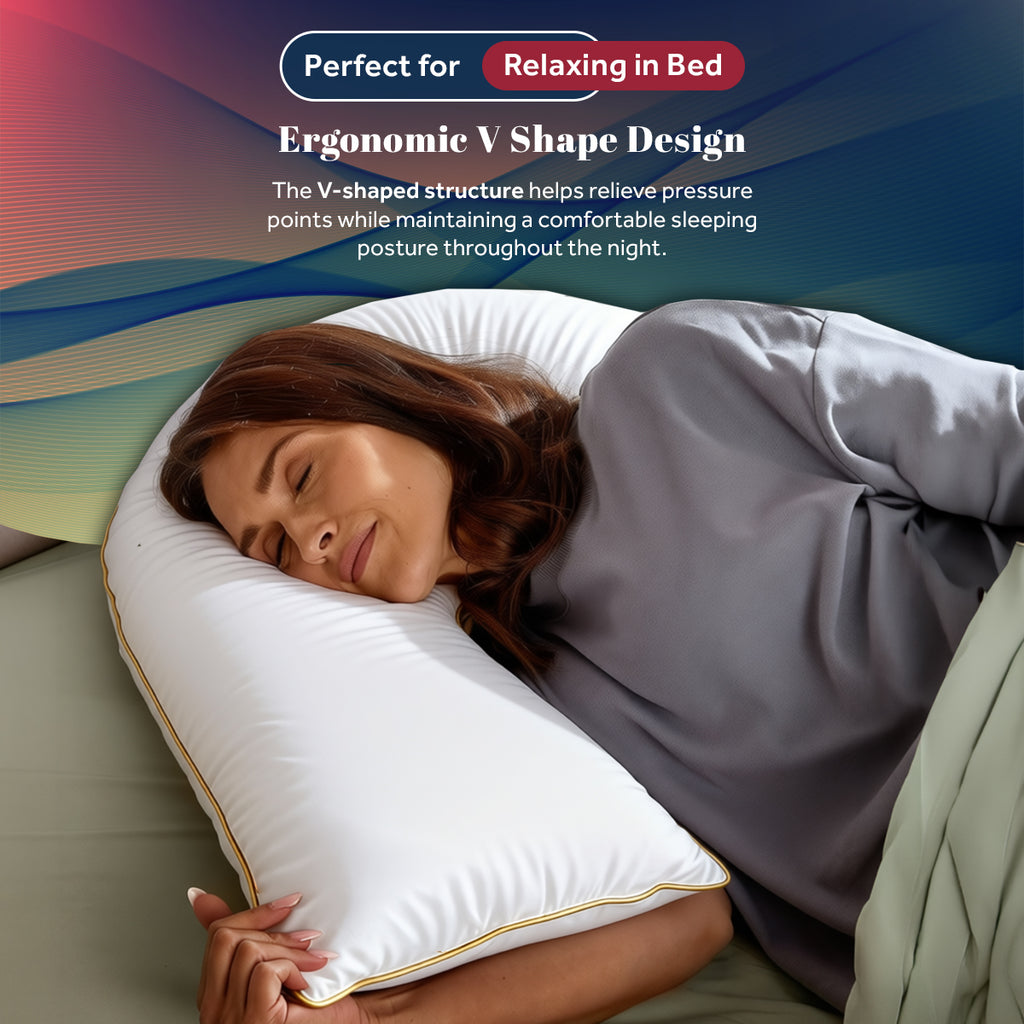 Goose Feather V Shaped Pillow | 75CM x 40CM x 36CM
