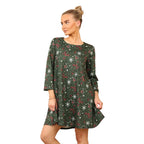 Green XMAS Casual Loose Swing Summer Dress