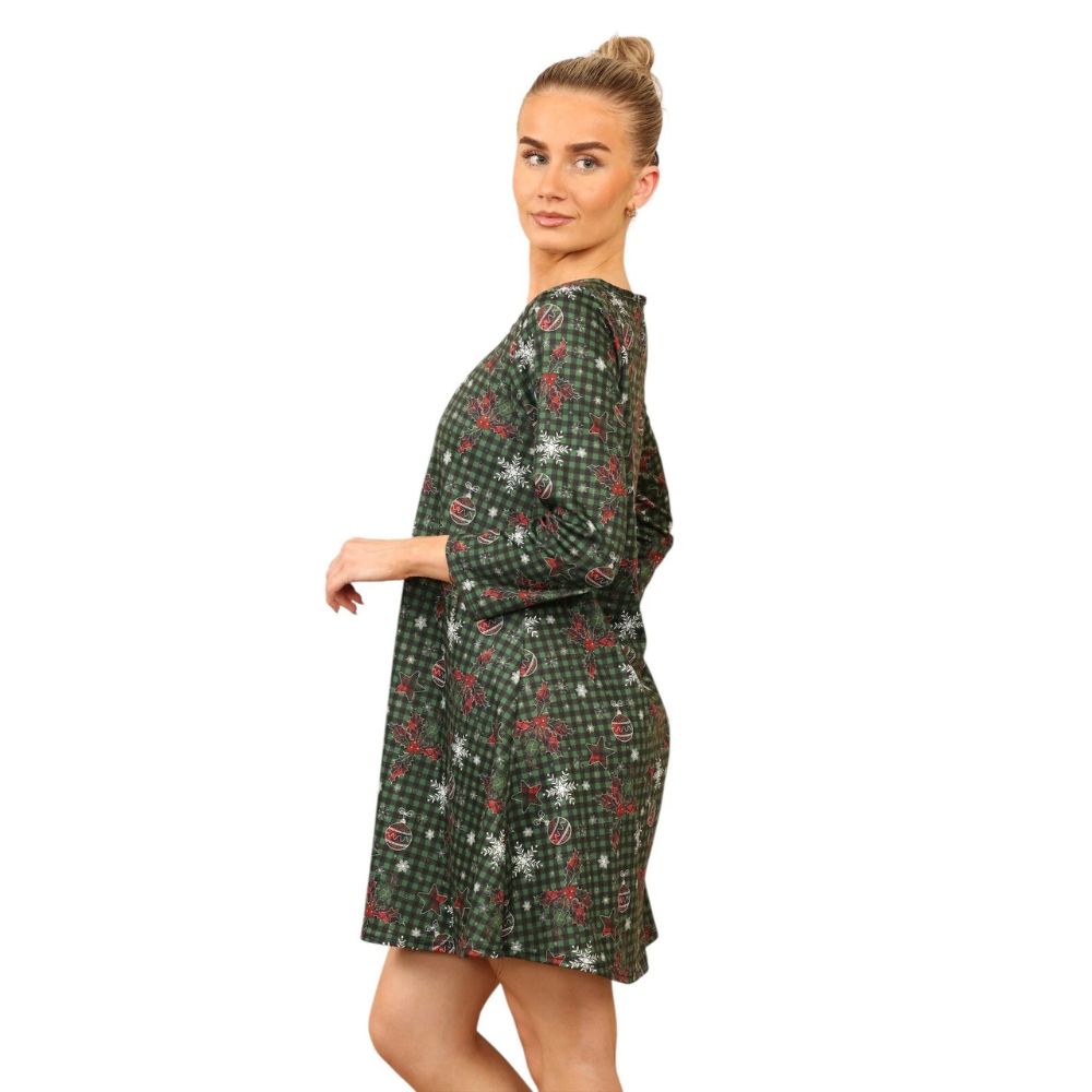 Green XMAS Casual Loose Swing Summer Dress
