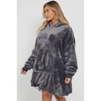 Grey Sherpa Fleece Oversized Blanket Hoodie