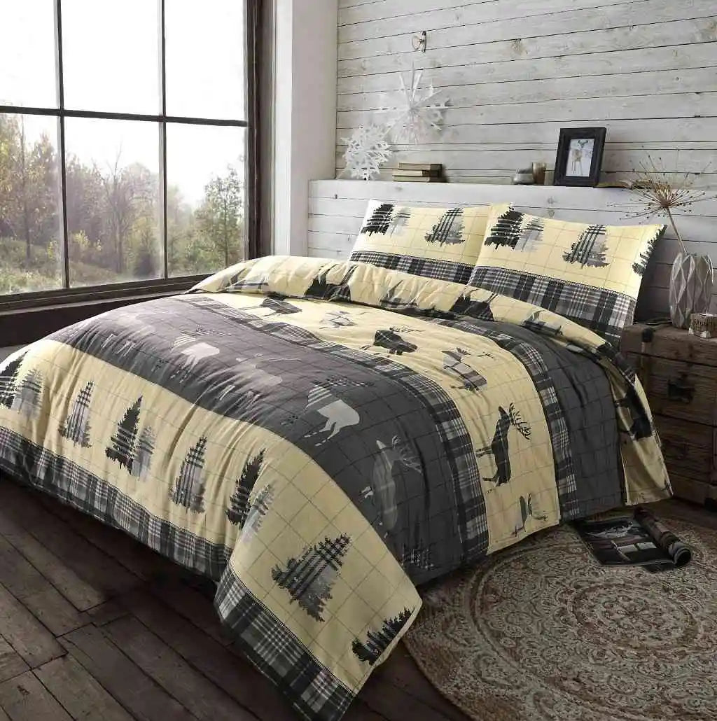 Stag Flannelette Printed Duvet Cover Set