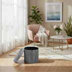 Round Ribbed Ottoman Storage Box | 40 x 40 x 37CM | 5 Colours