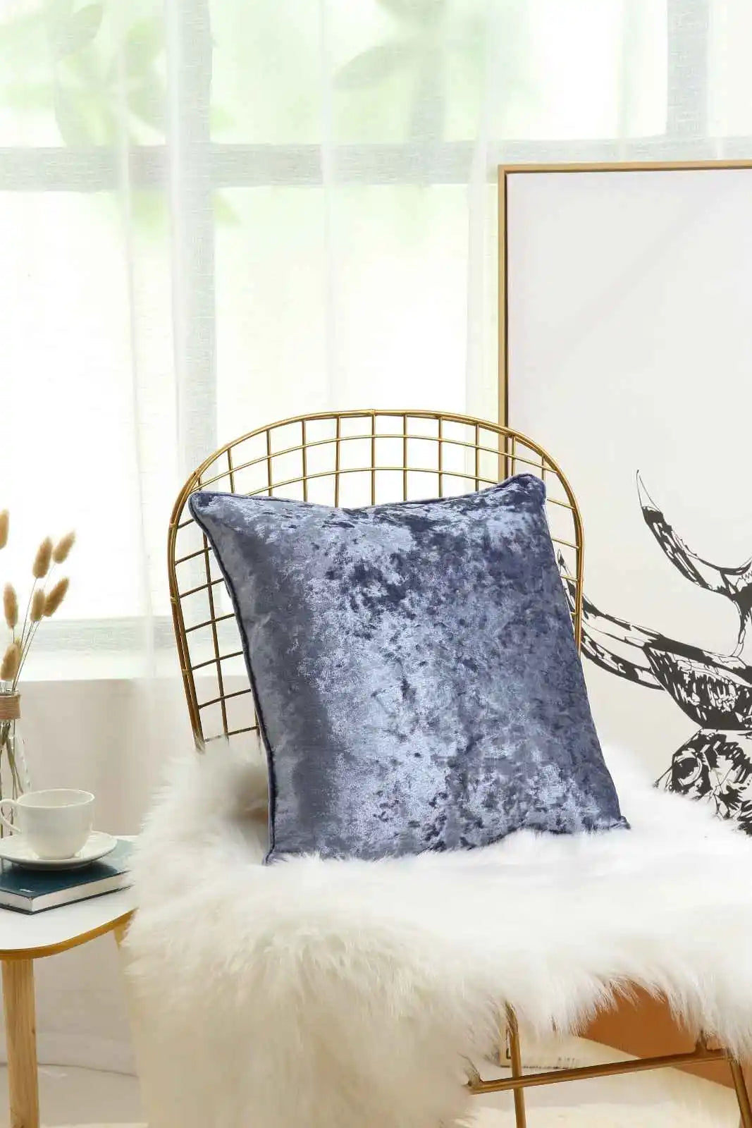 grey Crushed velvet cushion covers